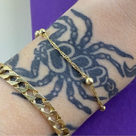 💛 Vintage 925 Gold Plated Chain Bracelet with Bead Accents - Picture 4 of 5